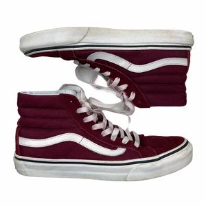 Vans Sk8-hi Maroon Hi Top Suede Skate Shoes 8/6.5